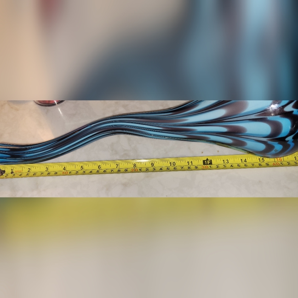 Murano Glass Fratelli Toso Fenicio Blue and Gray longneck 17 in tall, Prestine! - Picture 2 of 3